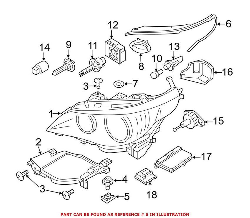 BMW Headlight Seal - Driver Left 63127187269